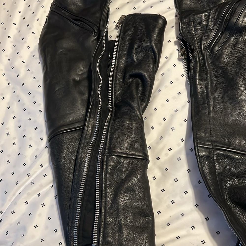 Black Leather Motorcycle Chaps - image 6